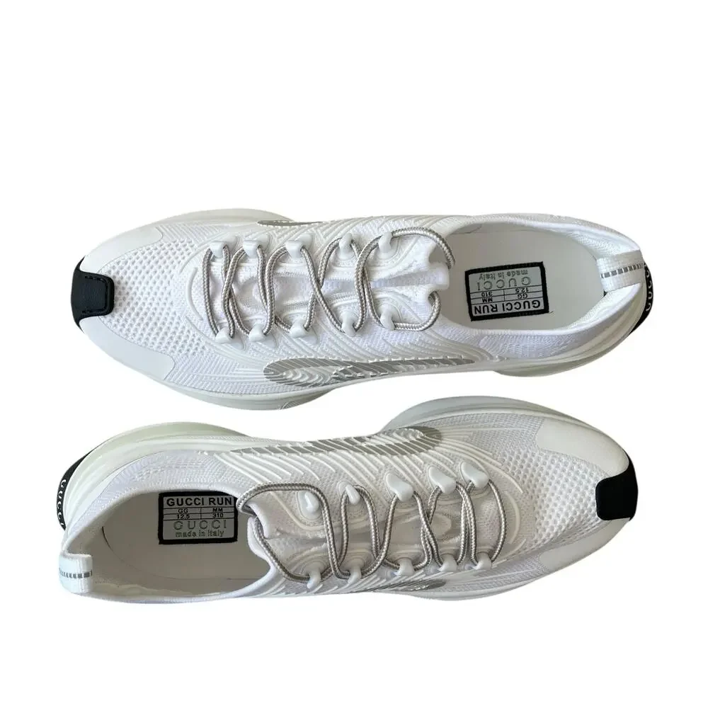 Gucci Run Sneaker Interlocking G White Technical Knit 680893 Men's 12.5 US 13